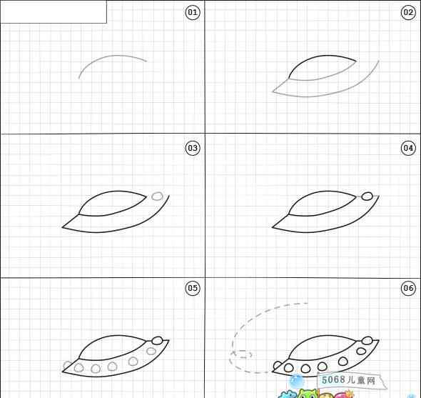 飞碟简笔画 外星人的飞碟怎么画简笔画教程