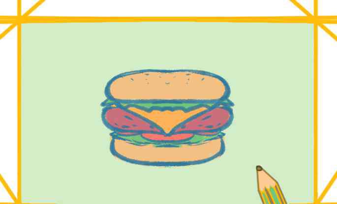汉堡包怎么画 快餐之汉堡上色简笔画要怎么画