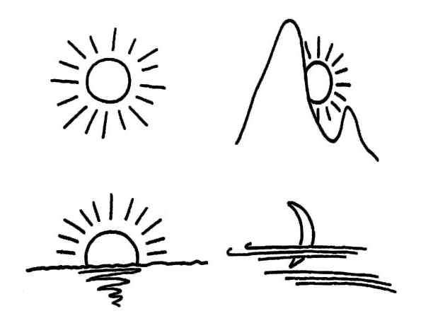 太阳简笔画图片大全 美丽的太阳优秀简笔画图片_太阳的一天
