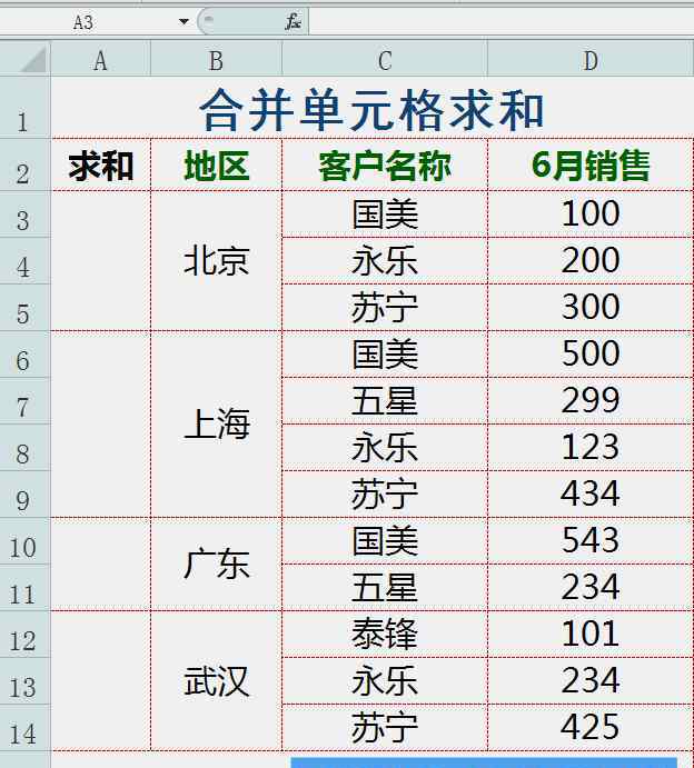 合并单元格求和 Excel基础入门 合并单元格对左侧行求和 函数套路详解