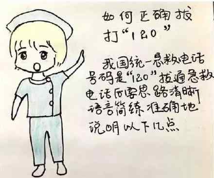 q版医生 女医生手绘Q版漫画 教你拨打120的正确姿势