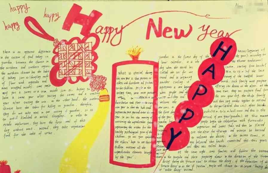 元旦快乐英语 元旦节英语手抄报图片大全