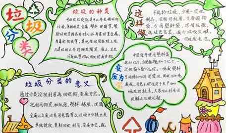 小学生垃圾分类图画 垃圾分类手抄报小学生图片大全