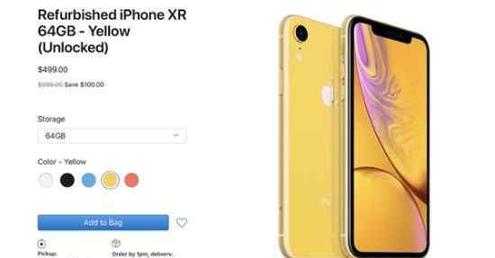  苹果官网首次开卖iPhone XR官翻机：3500元起