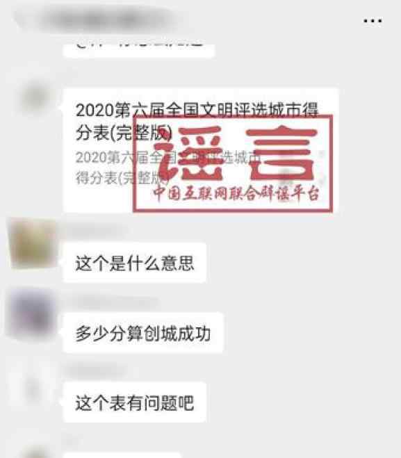 全国文明城市排名 【谣言粉碎机】第六届全国文明城市得分表出炉？别高兴太早！