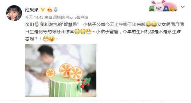 红果果绿泡泡资料 红果果绿泡泡产女，父女俩同月同日生！