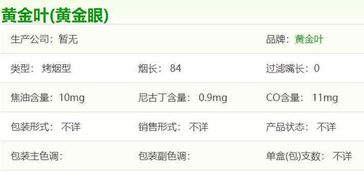 黄金眼香烟 黄金眼香烟价格最新情况，黄金眼香烟相关特点