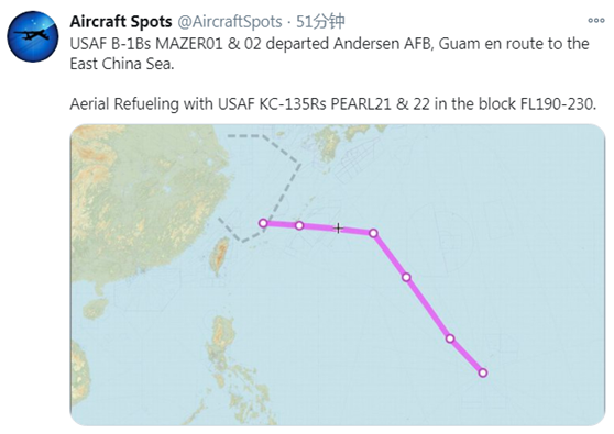 美军两架轰炸机被曝现身东海上空 美方加大对华挑衅施压力度 我国态度表达明确 反对不怕