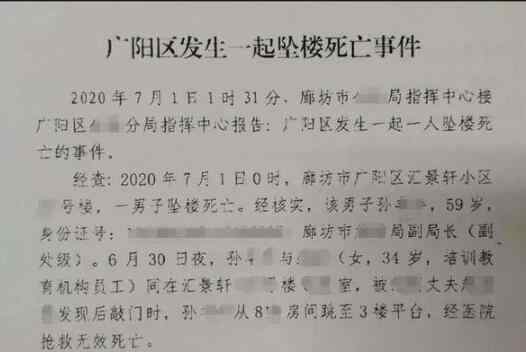 廊坊跳楼 【真相来了】廊坊副局长听到情人丈夫敲门坠楼身亡 详情始末令人震惊