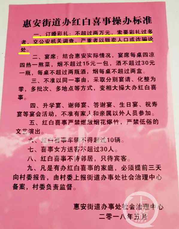 彩礼不得超过两万 移风易俗好！街道规定彩礼不得超过两万 遏制天价彩礼歪风邪气