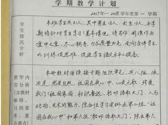 女教师备课本走红 抄的？女教师备课本走红字迹丝毫无改动 网友质疑是为了应付检查