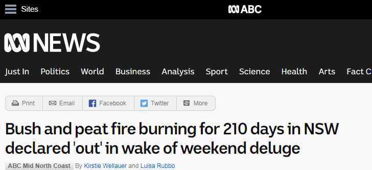 400公顷 210天烧毁400公顷！澳大利亚新南威尔士州这场大火终熄灭