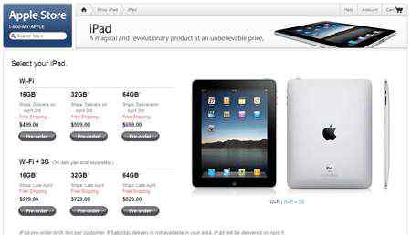 西安水货手机 苹果开始接受iPad预定 最低499美元