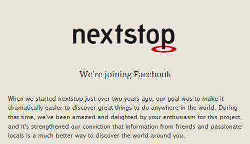 推介网 Facebook收购社交旅行推介网站Nextstop