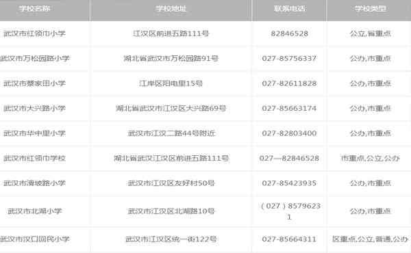 和平街中心小学 江汉区重点小学排名一览2019