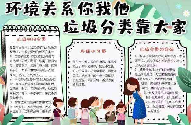 幼儿园垃圾分类图片 幼儿园环保垃圾分类手抄报图片简单又漂亮