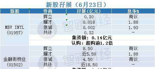 6月新股 新股孖展统计 | 6月23日