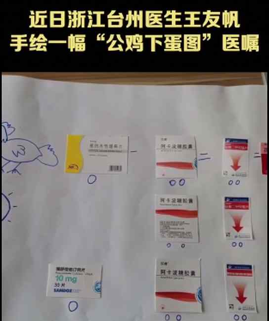 暖心医嘱！浙江台州一医生手绘公鸡下蛋图提醒不识字老人吃药