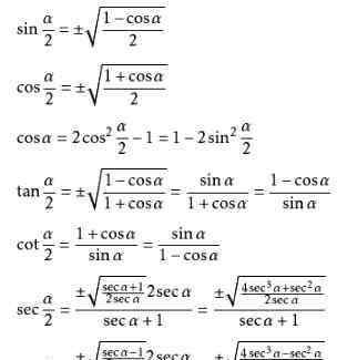 三角函数半角公式 二倍角公式及半角公式有哪些