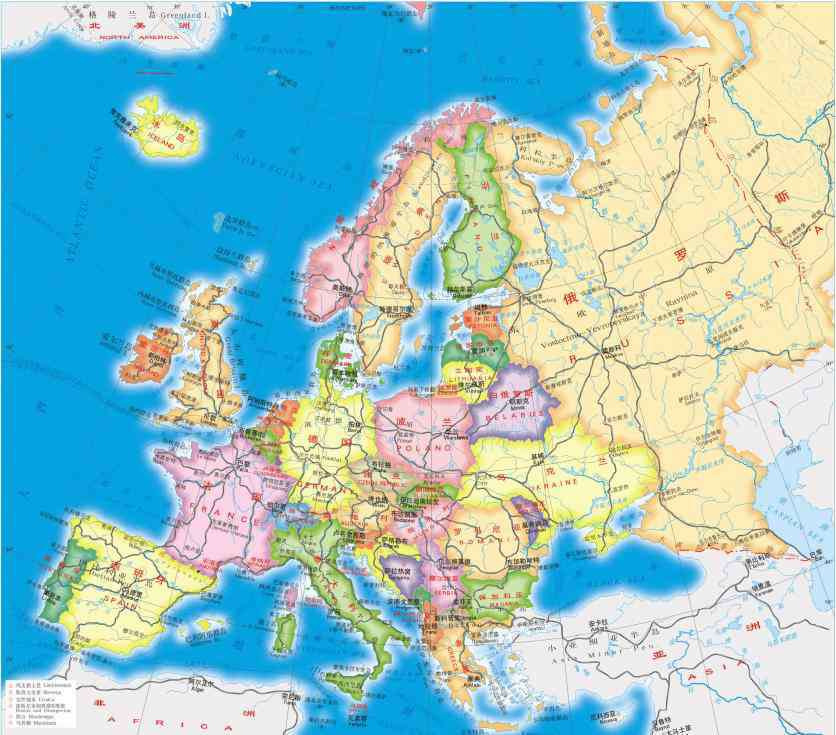 美洲地图高清版大图 2020欧洲地图高清中文版 欧洲主要国家旅游介绍
