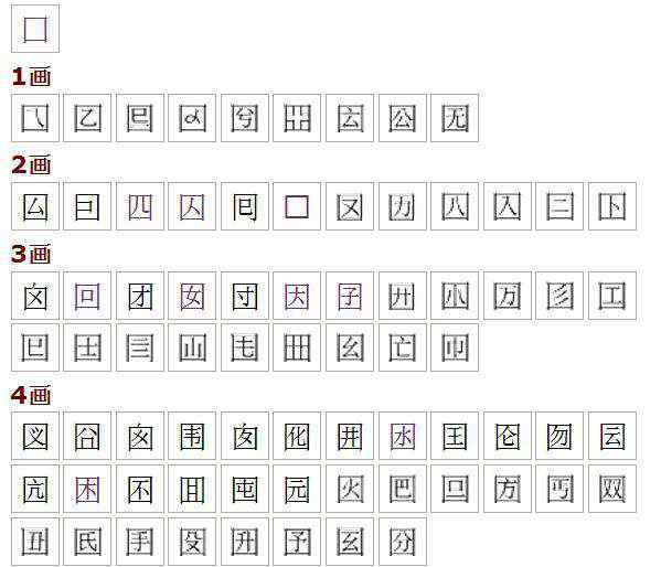 国字部首 国字框的字有哪些