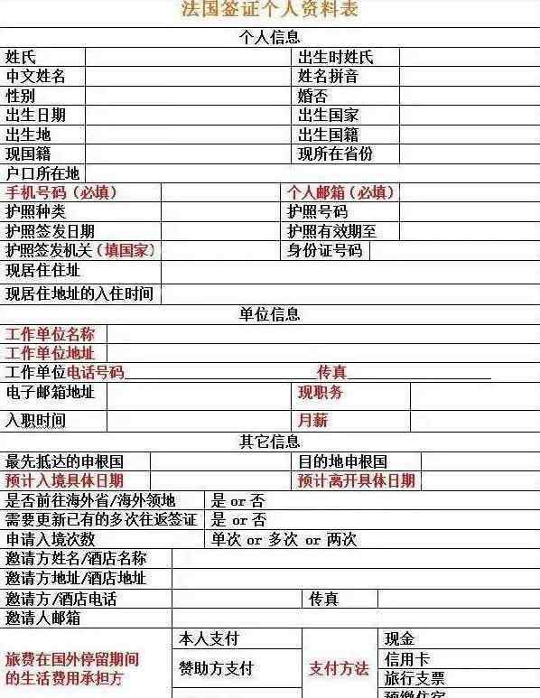 法国旅游签证材料 法国旅游签证资料模板 法国旅游签证需要什么材料