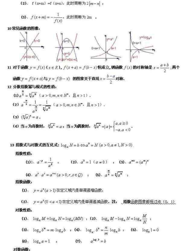 高中数学期望公式 高中数学知识点全总结 必背的88个公式