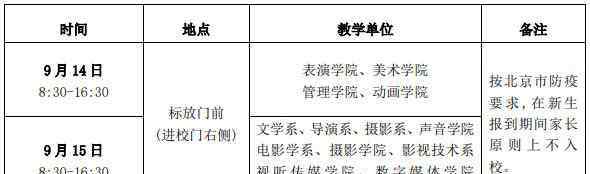 北京电影学院开学 2020年北京电影学院新生开学时间