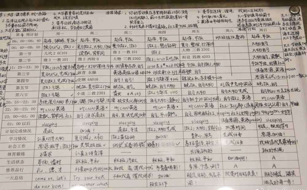 清华学霸计划表 清华学霸的计划表公布！你和学霸差点也许就这一点