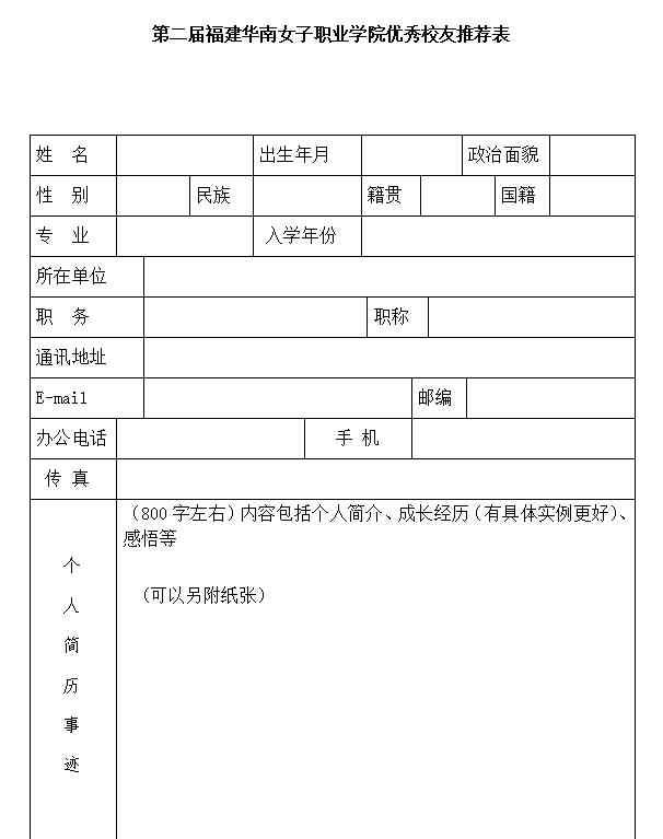 华南女子职业学院 第二届福建华南女子职业学院优秀校友评选活动