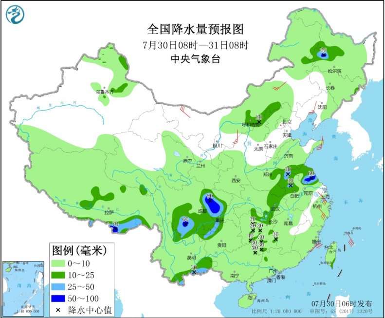 华北东北雷雨频繁 南方高温范围先减后增