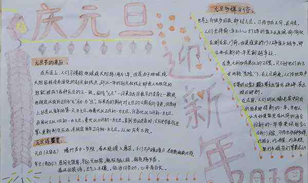 新年快乐的手抄报 恭贺新年快乐的元旦新春手抄报2020最新小学生精选作品集