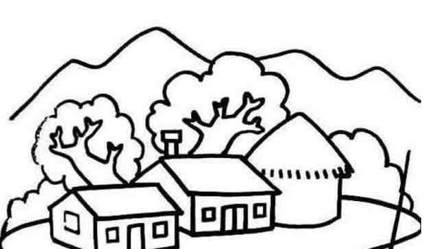 风景简笔画图片大全 风景简笔画图片大全_乡村小院景色