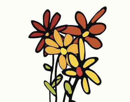 花的简笔画大图有颜色 花卉简笔画带颜色的图片之一束鲜花