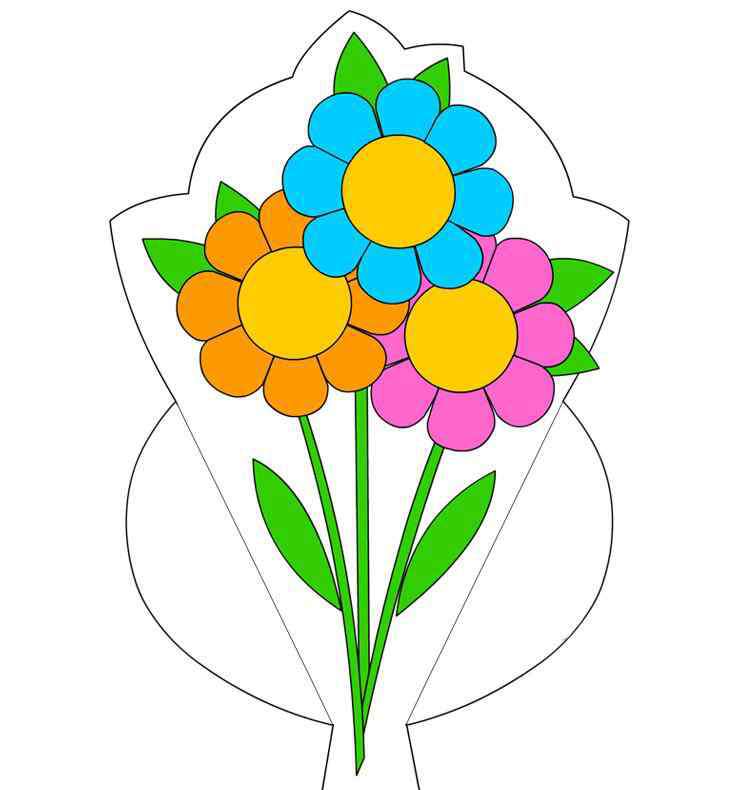 花的简笔画大图有颜色 花卉简笔画带颜色的图片之一束鲜花