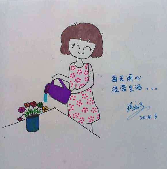 简笔画妈妈的画法 妈妈的人物简笔画图片_妈妈爱浇花