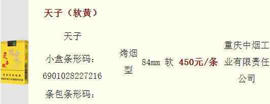 天子烟价格表 2018年天子牌香烟价格图表一览：多少钱一包？