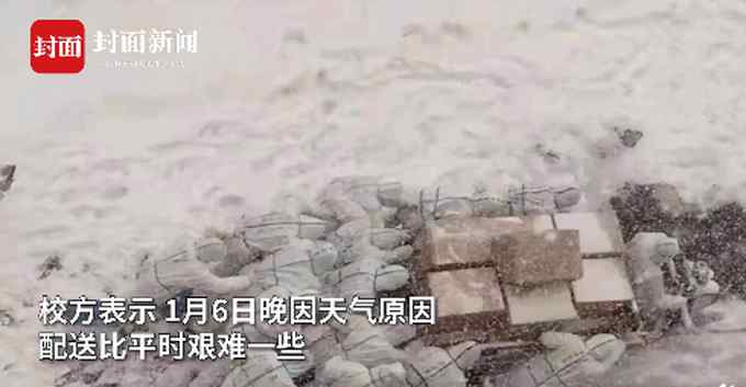 大连海洋大学志愿者冒雪为师生送防疫物资 穿战袍顶风推车 画面太燃！