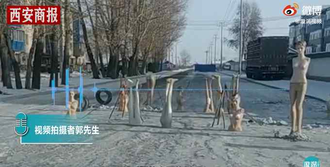 管道维修施工方放人体模特拦路！路人：方式别致 晚上看到能吓死