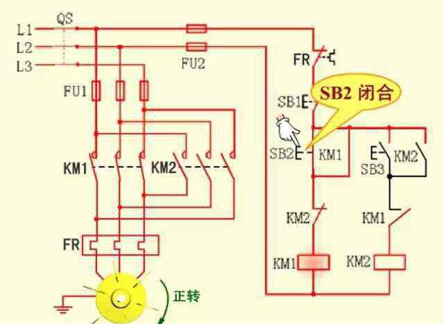 电动机正反转接线图 低压电工实操考试题：K2-2三相交流异步电动机正反转接线与调试详解
