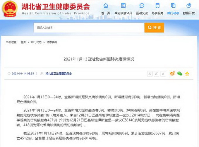 湖北卫健委：现有418位河北确诊病例密接者