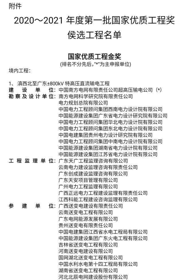 国家优质工程奖 2020-2021年度第一批国家优质工程奖候选工程名单公示｜建员茶话