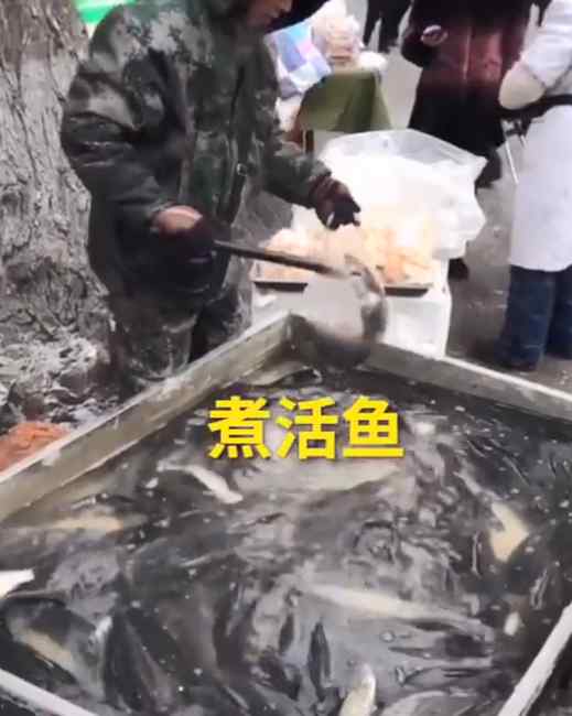 看呆！东北商贩街头零下30度生火煮活鱼为保鲜 网友：温泉鱼？