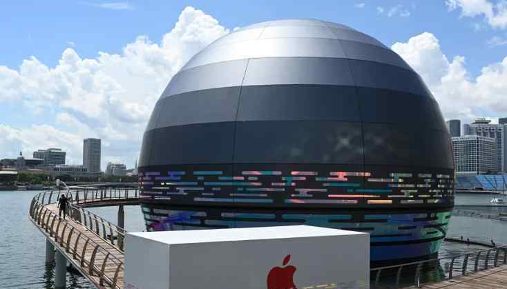 首个水上苹果零售店落户新加坡 正式名称为Marina Bay Sands
