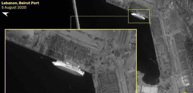 卫星图对比黎巴嫩大爆炸前后 建筑物被夷为平地