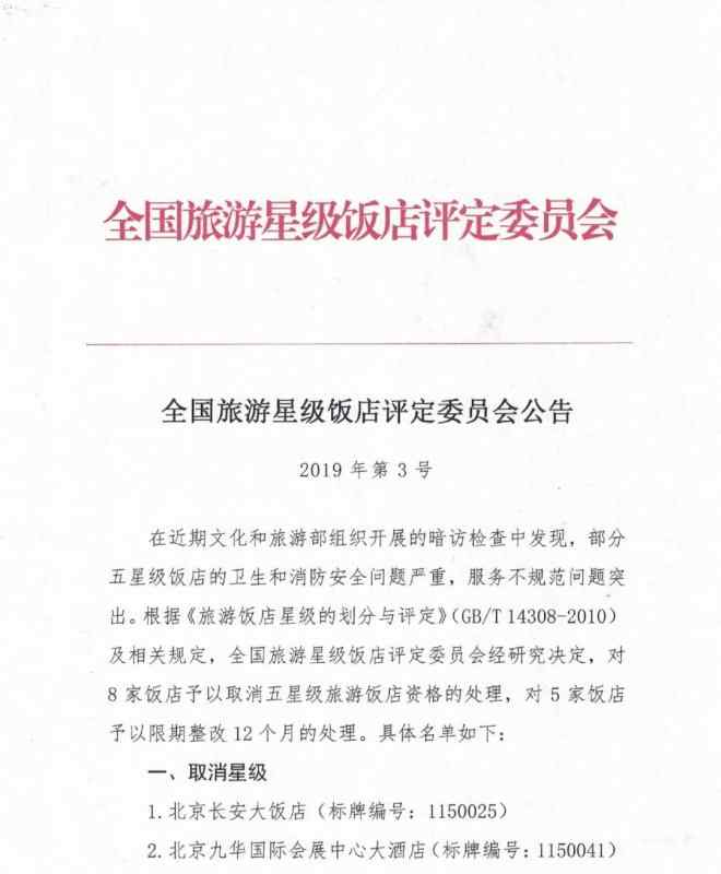 北京西国贸大酒店 8家五星级饭店被摘星 北京西国贸大酒店5家责令整改