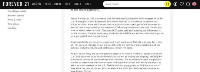 f21官网 消费者品味变了！Forever 21正式宣布破产