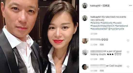 胡杏儿老公晒两人同框照：我们非常认真地对待黑领带