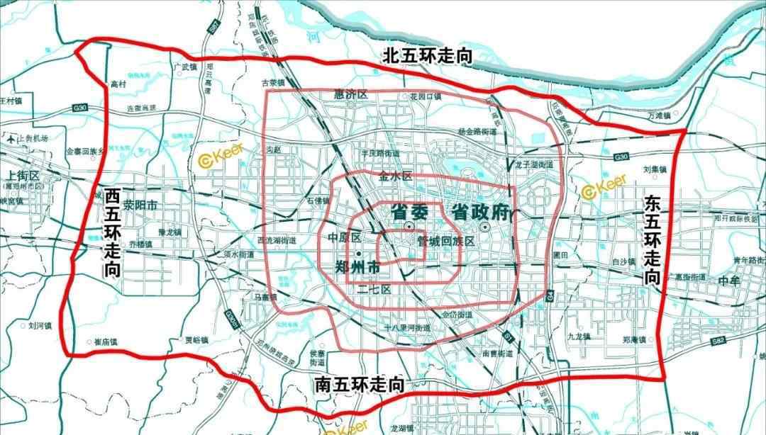 郑州五环 郑州最新环线分布图，五环通车时间初定，快来看今天航拍的高清图！