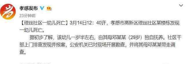 孝感幼儿家中死亡怎么回事 孝感幼儿家中死亡详细经过母亲被带走